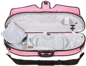 Bobelock Half Moon Puffy 1047P 4/4 Violin Case with Pink Exterior and Grey Interior